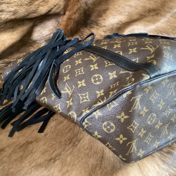 Authentic Boho Revamped Vintage Louis Vuitton Shopping Sac Black Braiding Concho - Picture 4 of 16